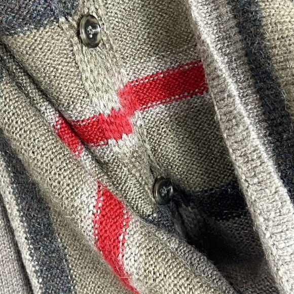 Ann Taylor Loft Knit Poncho Size L/XL Wool Mohair Beige Red Cowl Neck 4 Panel - Picture 4 of 8